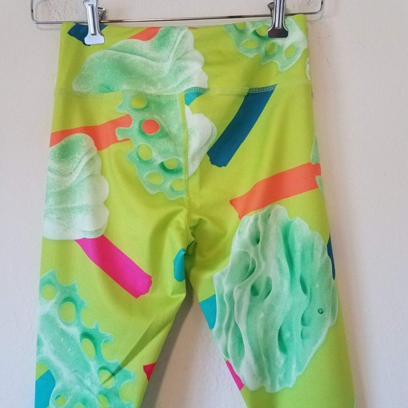 So iLL Women's Medium M Rock Climbing Holds Neon Green Polyester Leggings - Picture 6 of 10